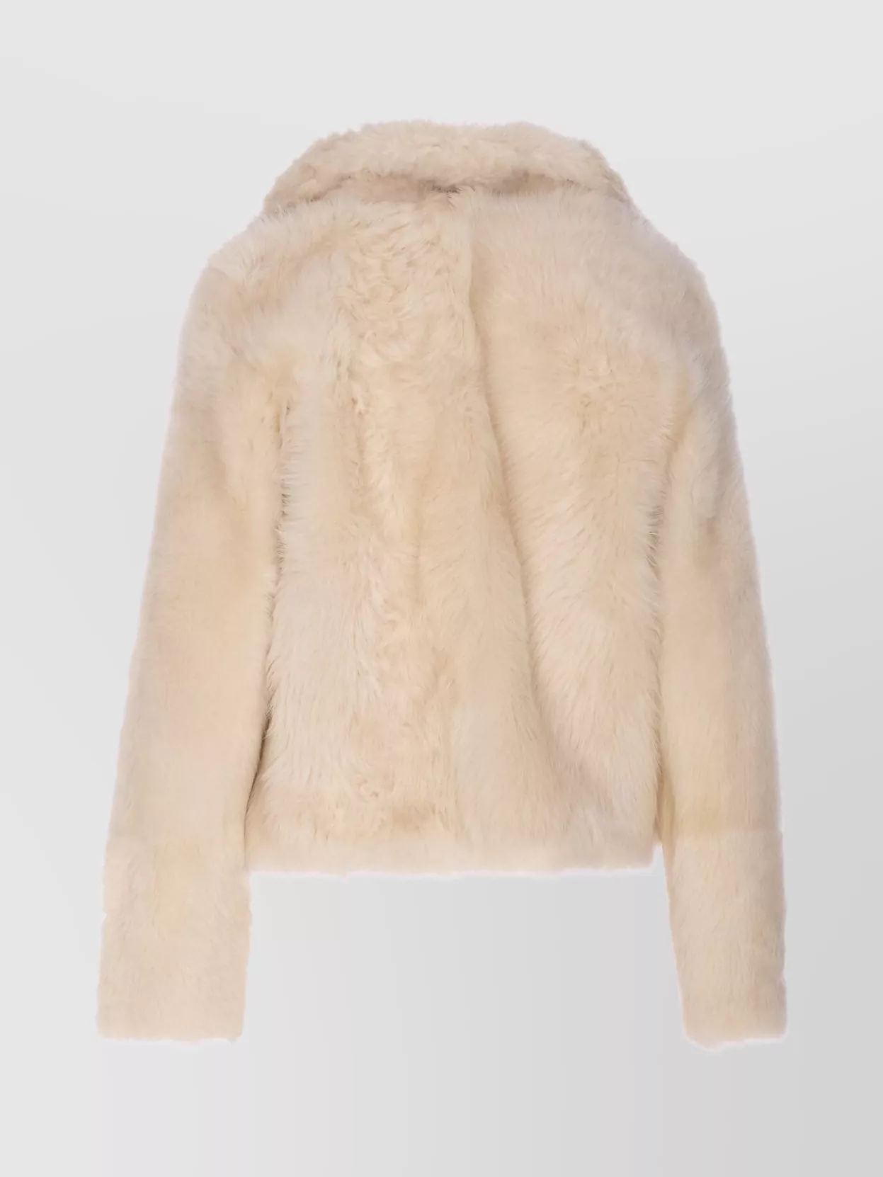 Yves Salomon Luxurious Faux Fur Jacket With Large Collar In Neutral