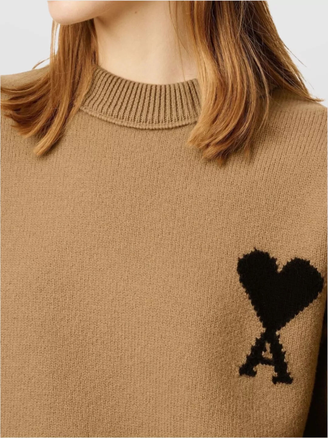Ami Alexandre Mattiussi Ami Bronze Knit Sweater With Inside-out Seams And Heart Logo In Brown