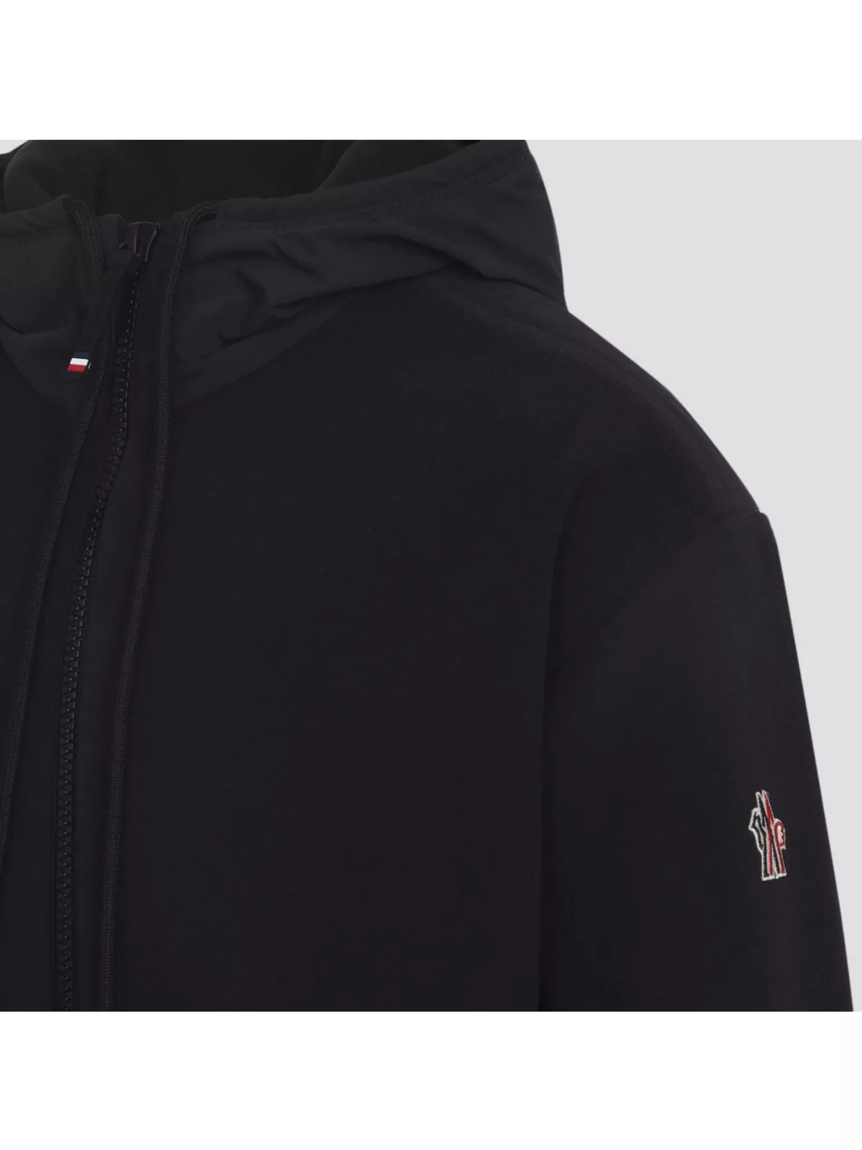 Moncler Zip Up Jacket With Hood And Pockets In Black