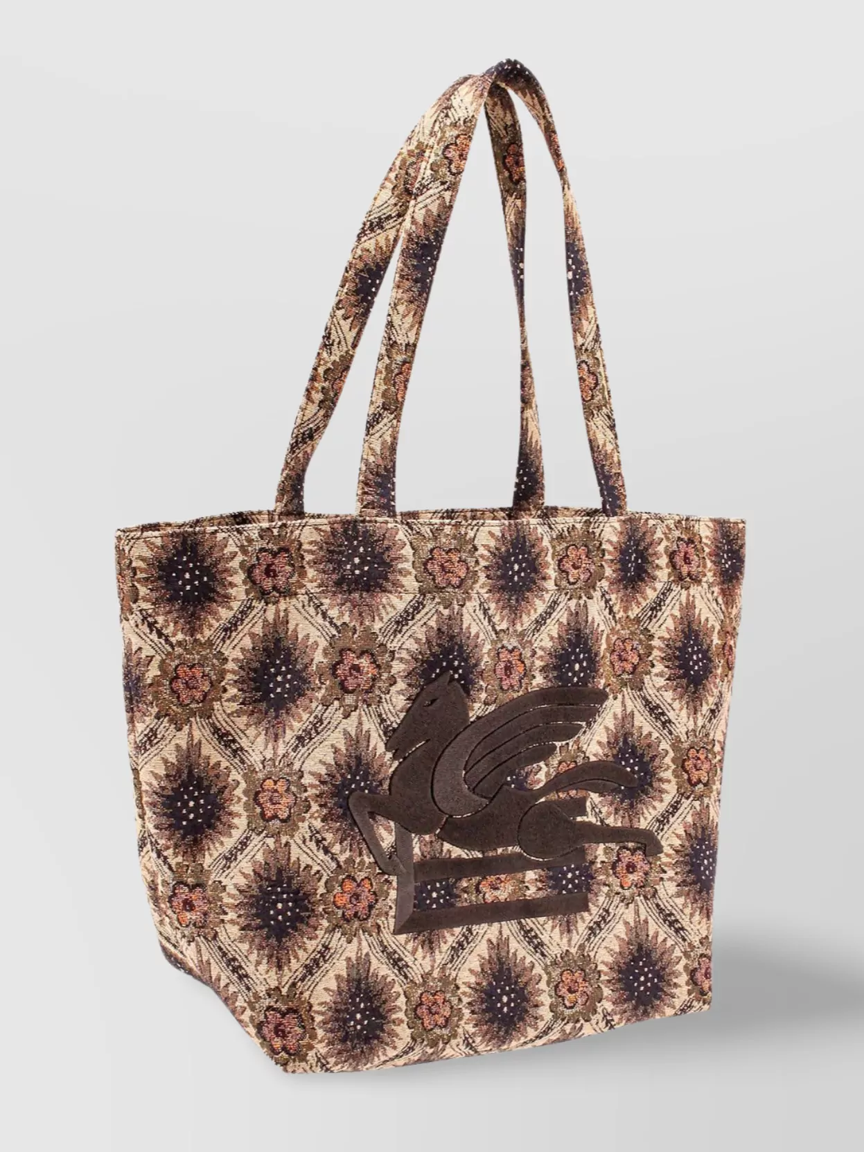 Etro Pegasus Embossed Maxi Embroidery Fabric Shopping Bag