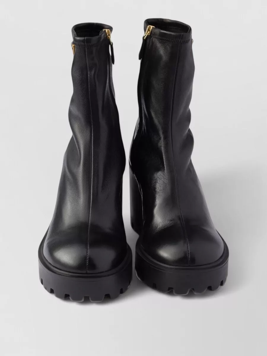 Prada leather platform ankle boots