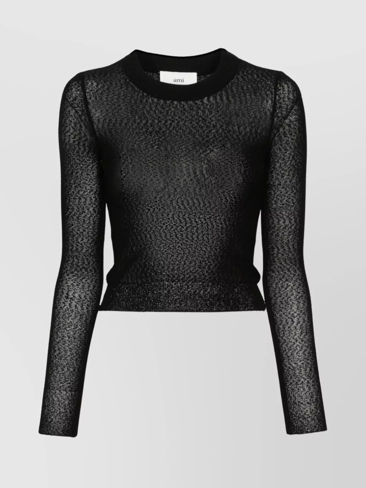 Shop Ami Alexandre Mattiussi Bouclé Knit Crewneck Sweater With Sheer Design