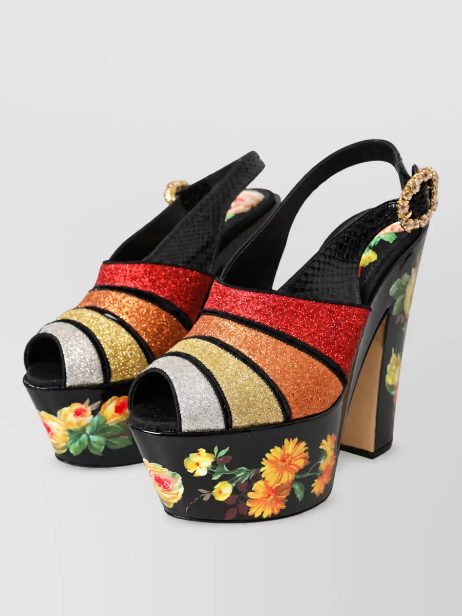 Dolce&Gabbana floral crystal platform sandals