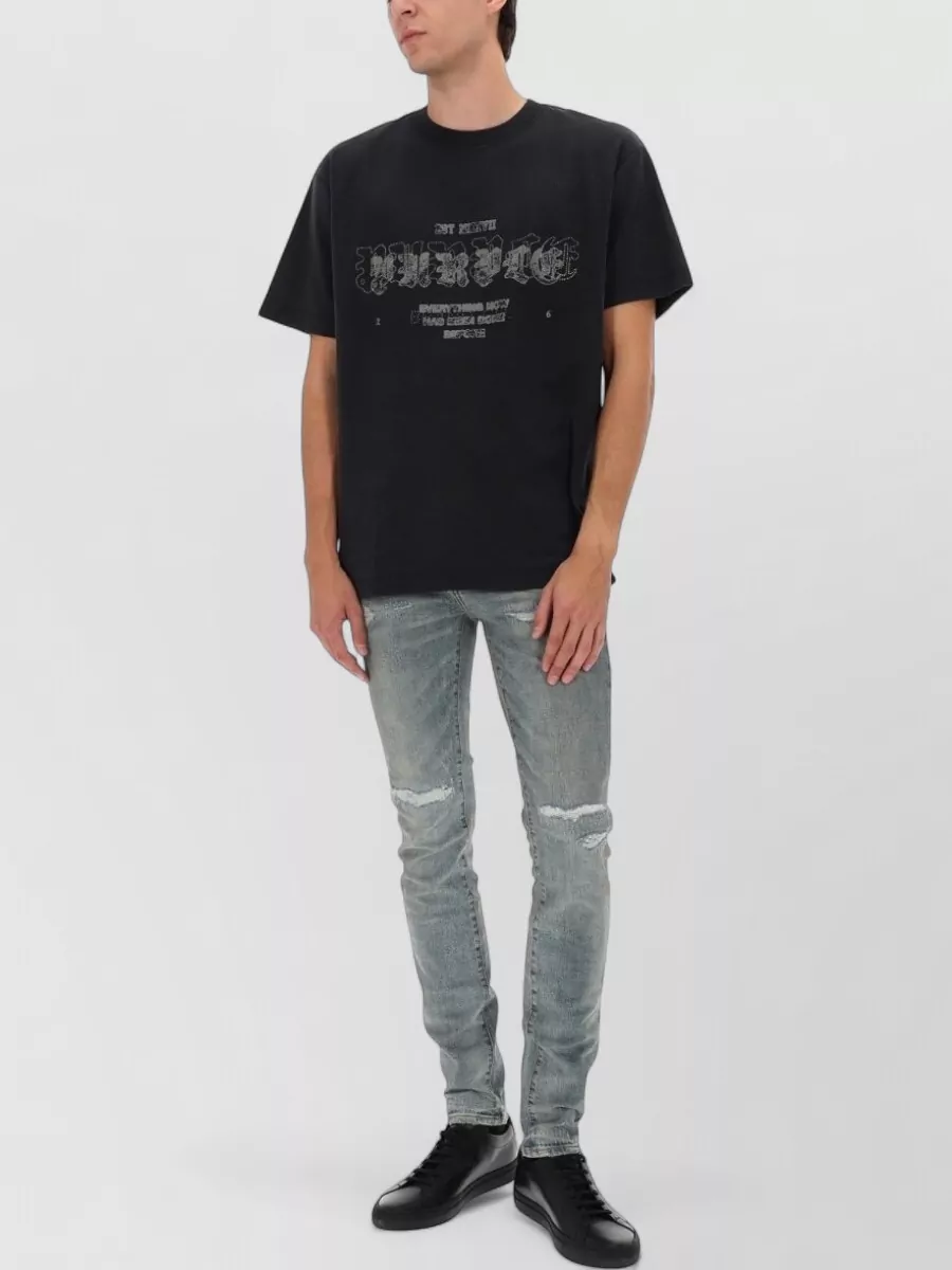 Purple Brand Graphic Print Short Sleeve T-shirt In Black