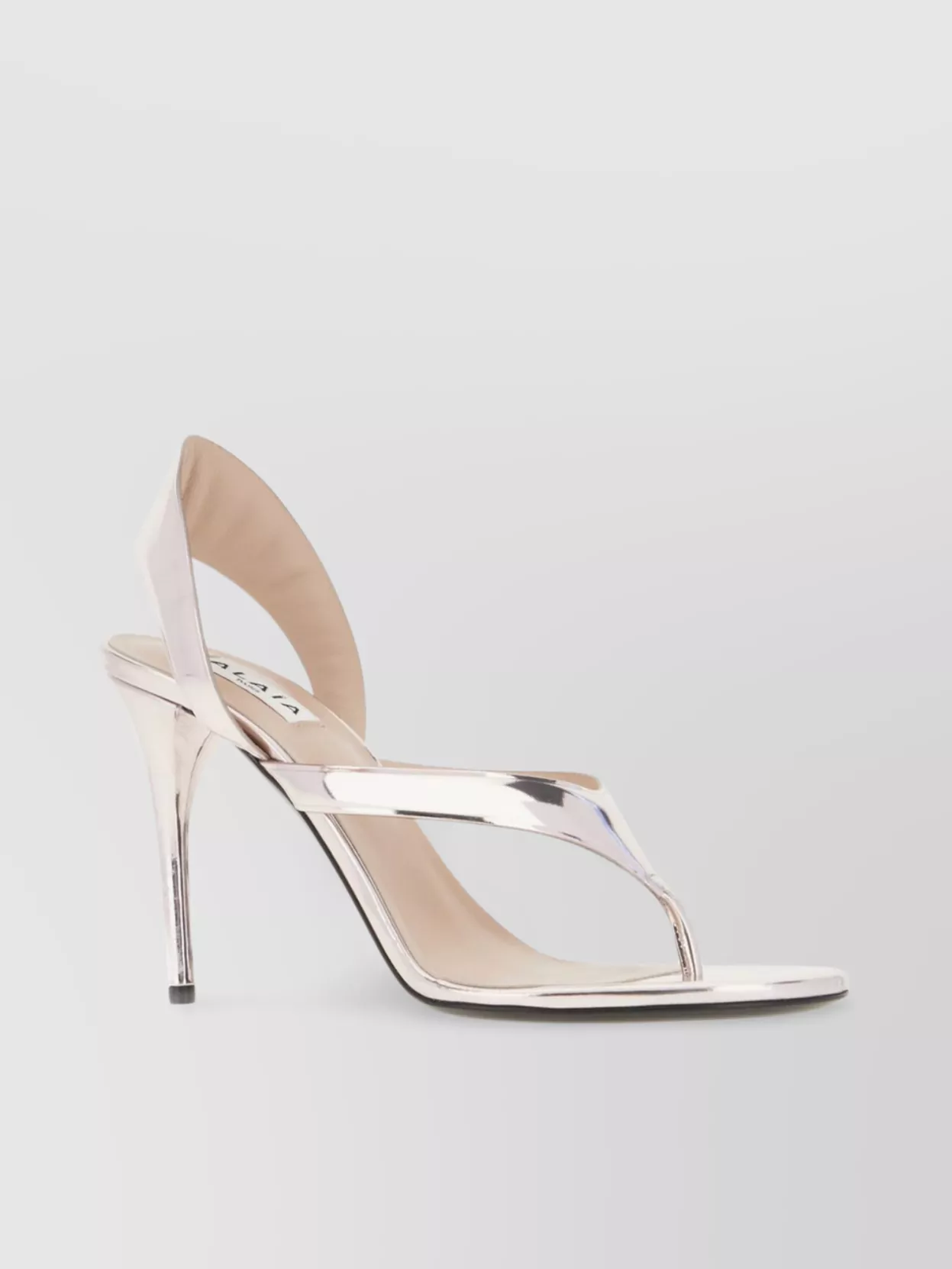 Alaïa Shiny Metallic Leather Open Toe Sandals In Metallic