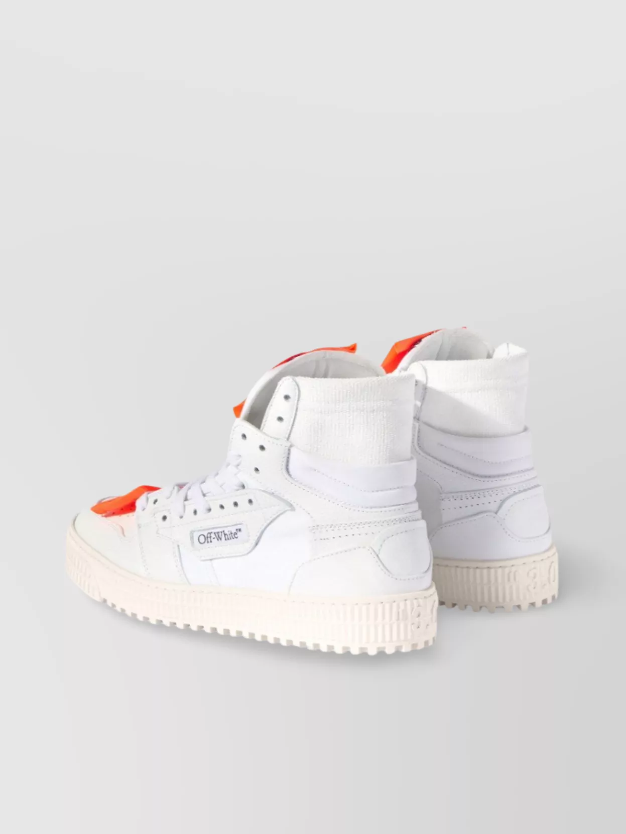 OFF-WHITE HIGH-TOP LEATHER AND COTTON SNEAKERS