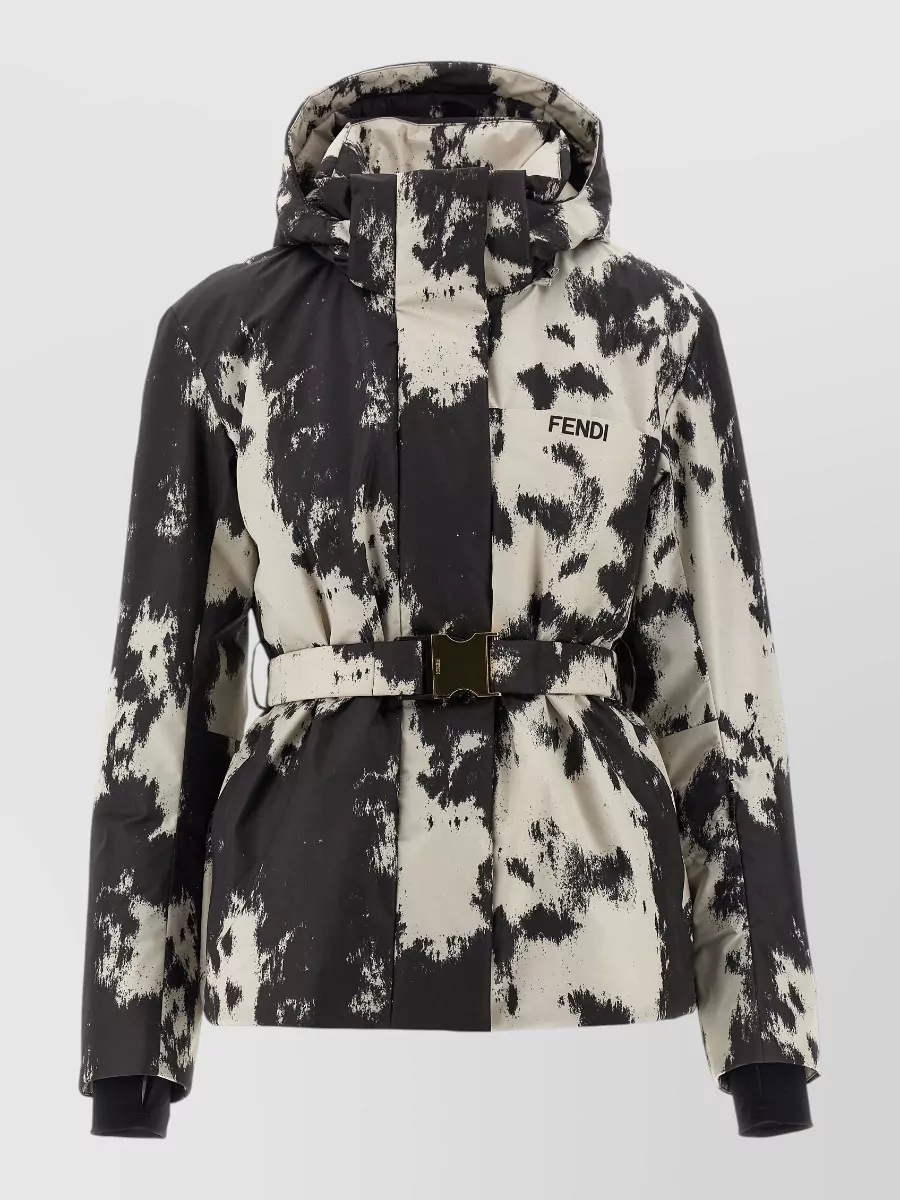 Fendi Belted Hooded Puffer Jacket