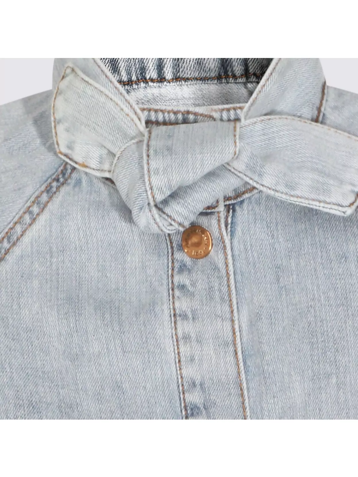 Zimmermann Denim Tie-Neck Short-Sleeve Shirt