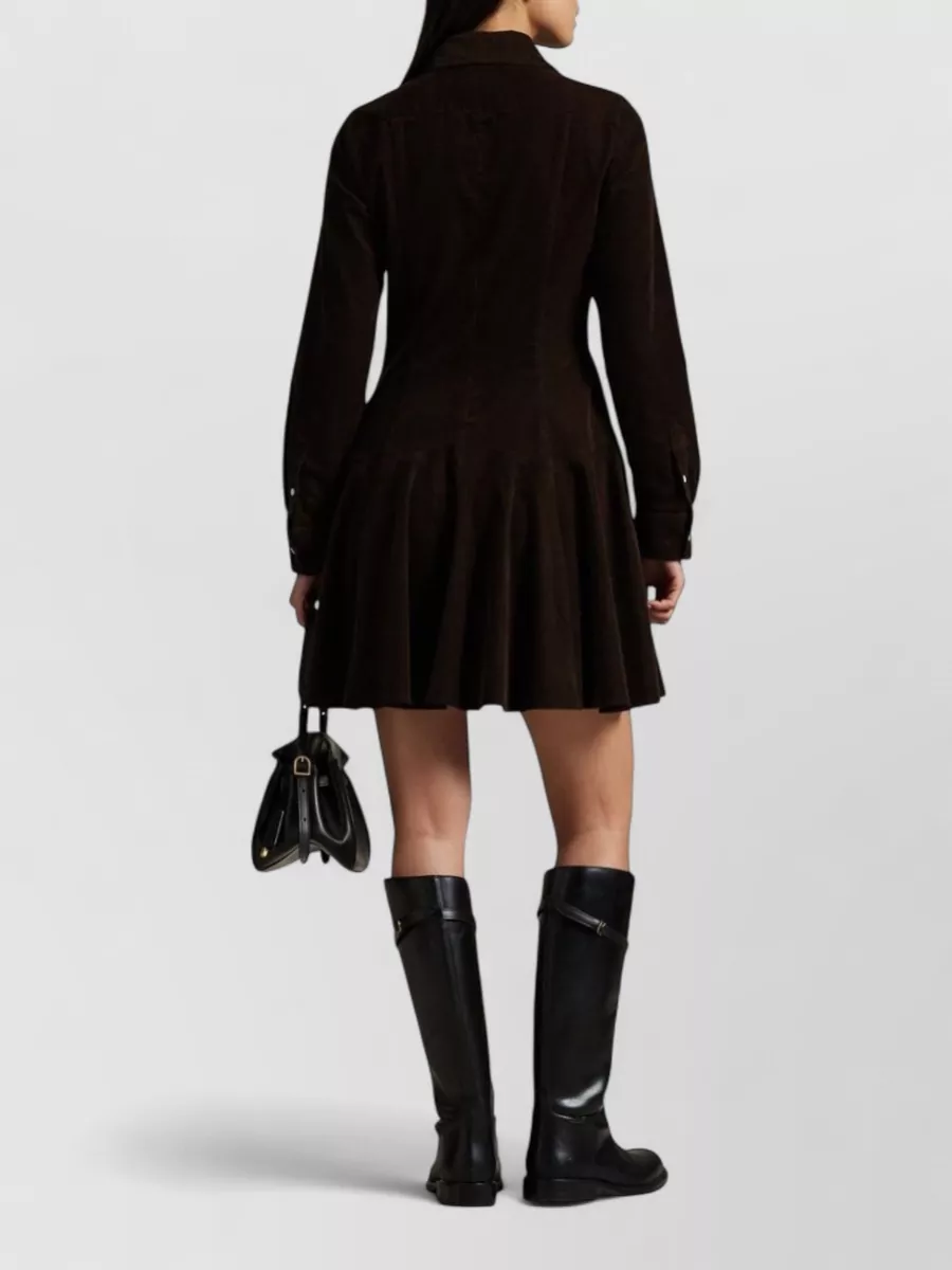 Ralph Lauren Buttoned Dress Featuring Long Sleeves And Logo In Multi