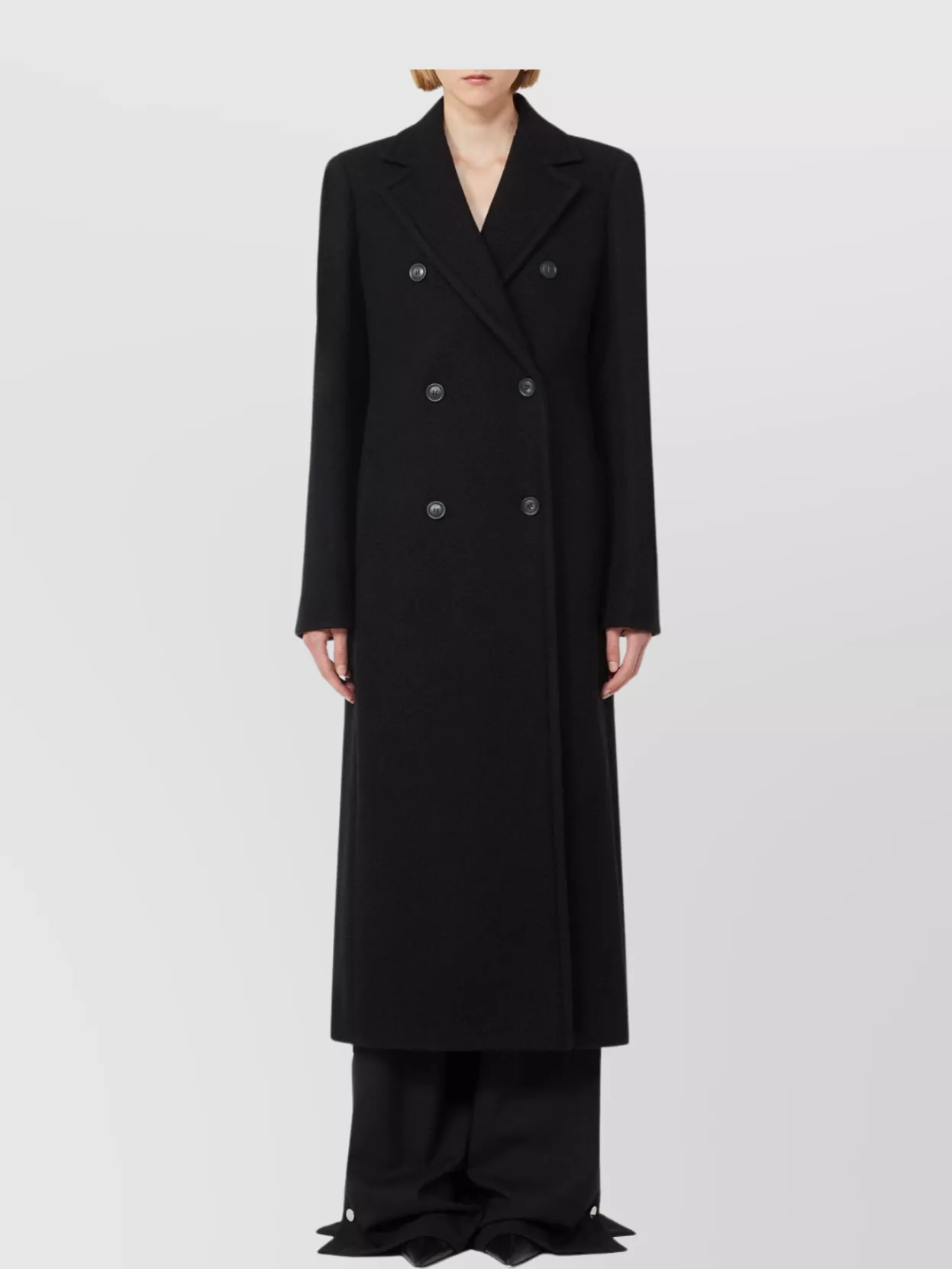 Sportmax Double-Breasted Wool Coat Lapel Collar