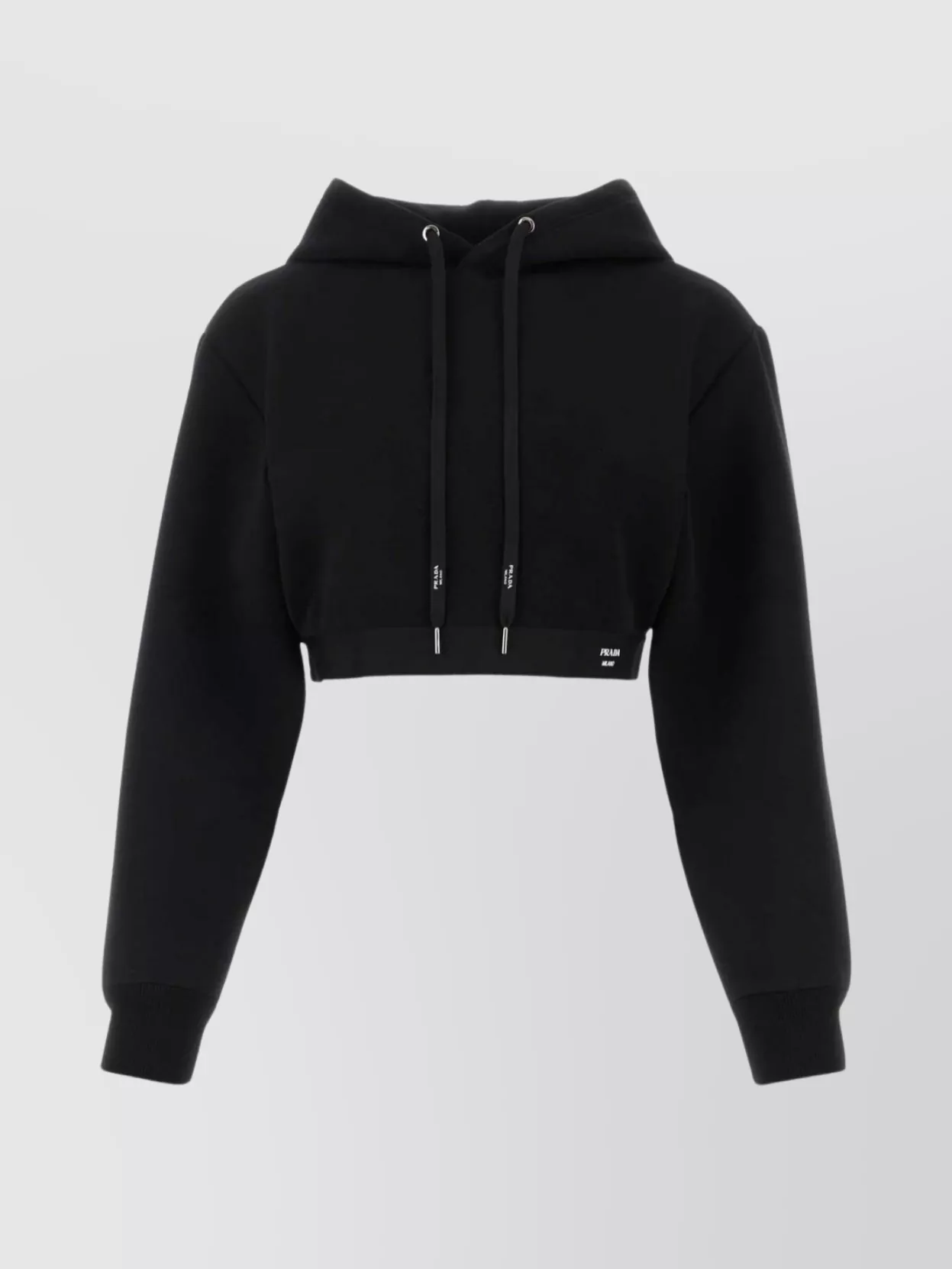 Shop Prada Stretch Cotton Blend Sweater With Cropped Length And Hood