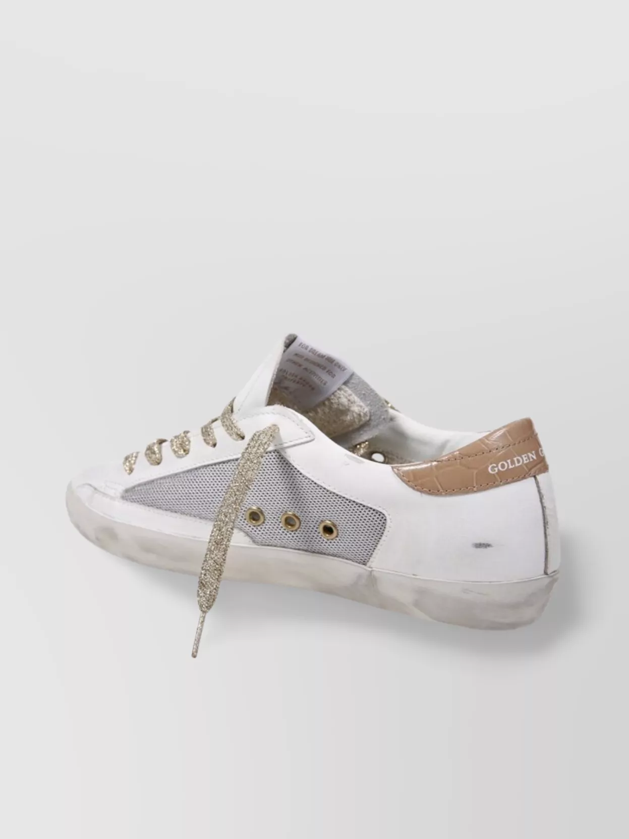 GOLDEN GOOSE STAR NET AND LEATHER UPPER SNEAKERS