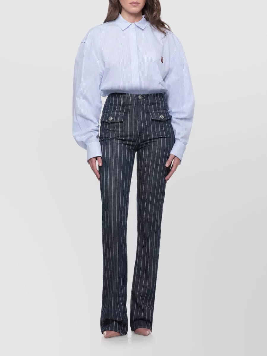 Dondup Striped Straight-Leg Denim Jeans