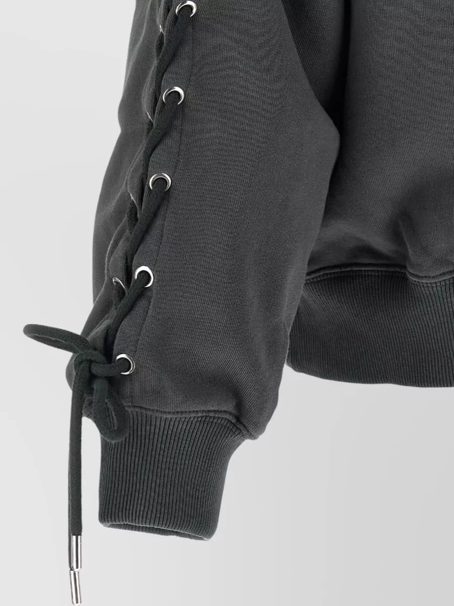 Rotate Birger Christensen Crewneck Sweatshirt Lace Up Sleeve Detail