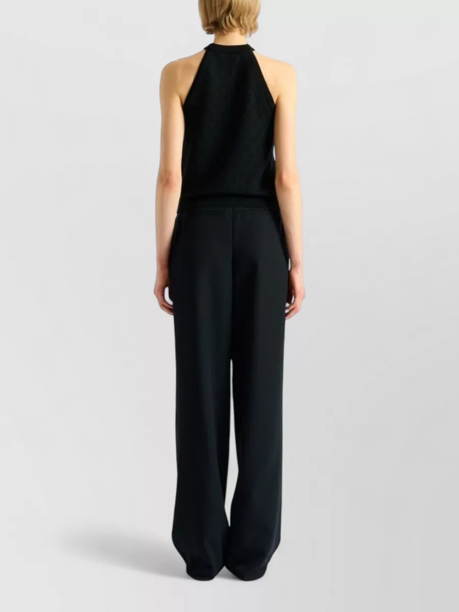 Balmain Wool Ribbed Sleeveless High-Neck Knitted Top