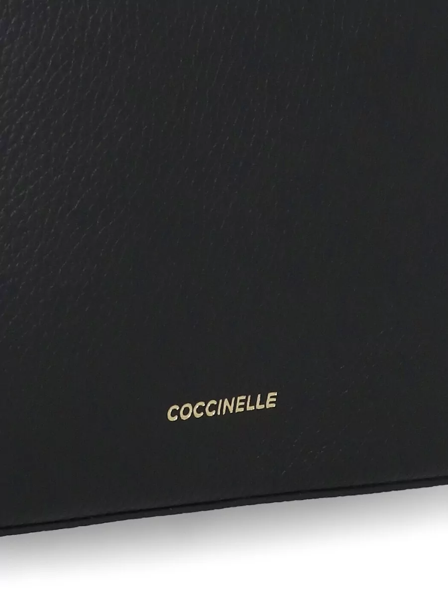 Coccinelle Leather Shoulder Bag Textured Logo Strap