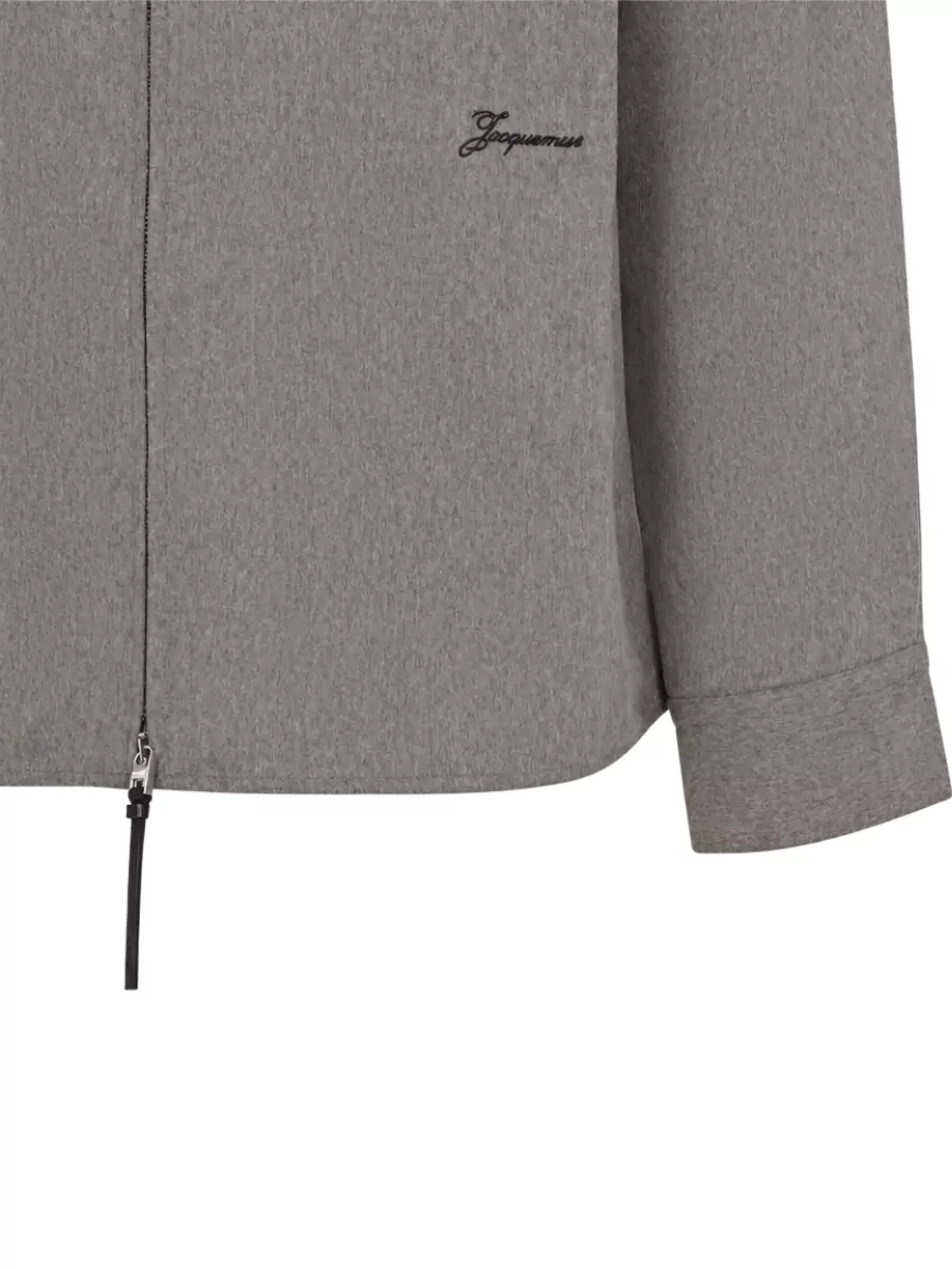 Jacquemus Virgin Wool Zip-Front Shirt Jacket