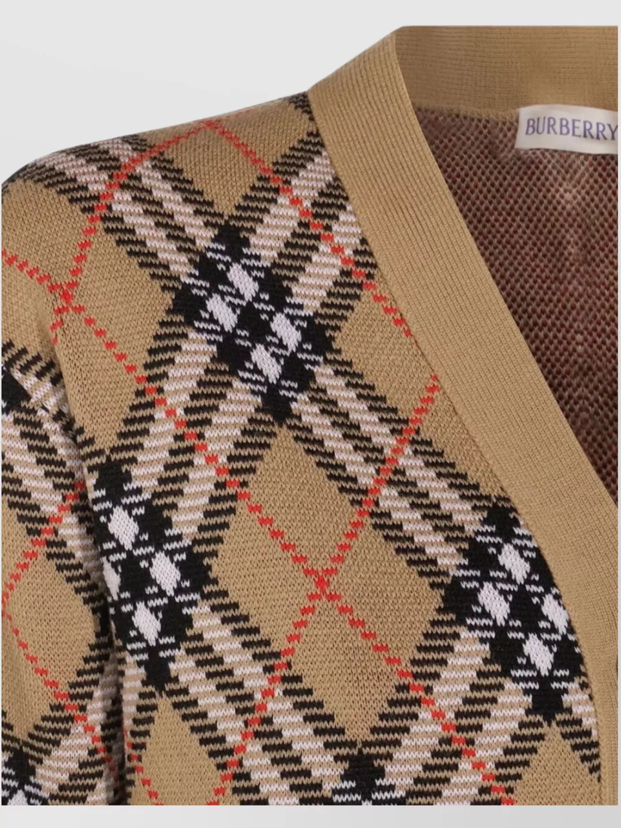 Burberry V-Neckline Argyle Pattern Knitwear