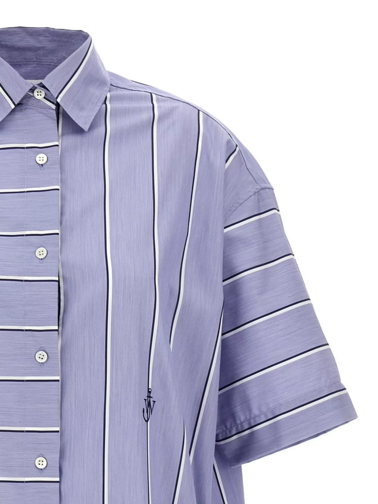 Jw Anderson J. W. Anderson Patchwork Cotton Shirt Dress With Asymmetric Hem In Blue