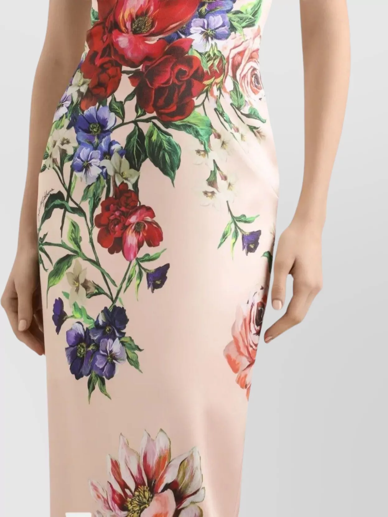 Dolce&Gabbana Floral Square Neck Midi Dress With Back Slit