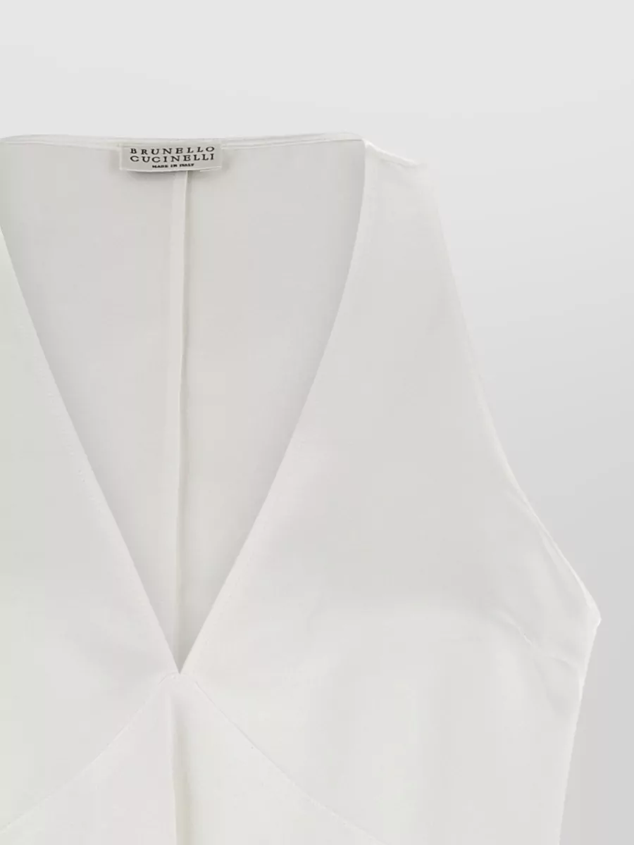 Brunello Cucinelli Silk V-Neck Sleeveless Top