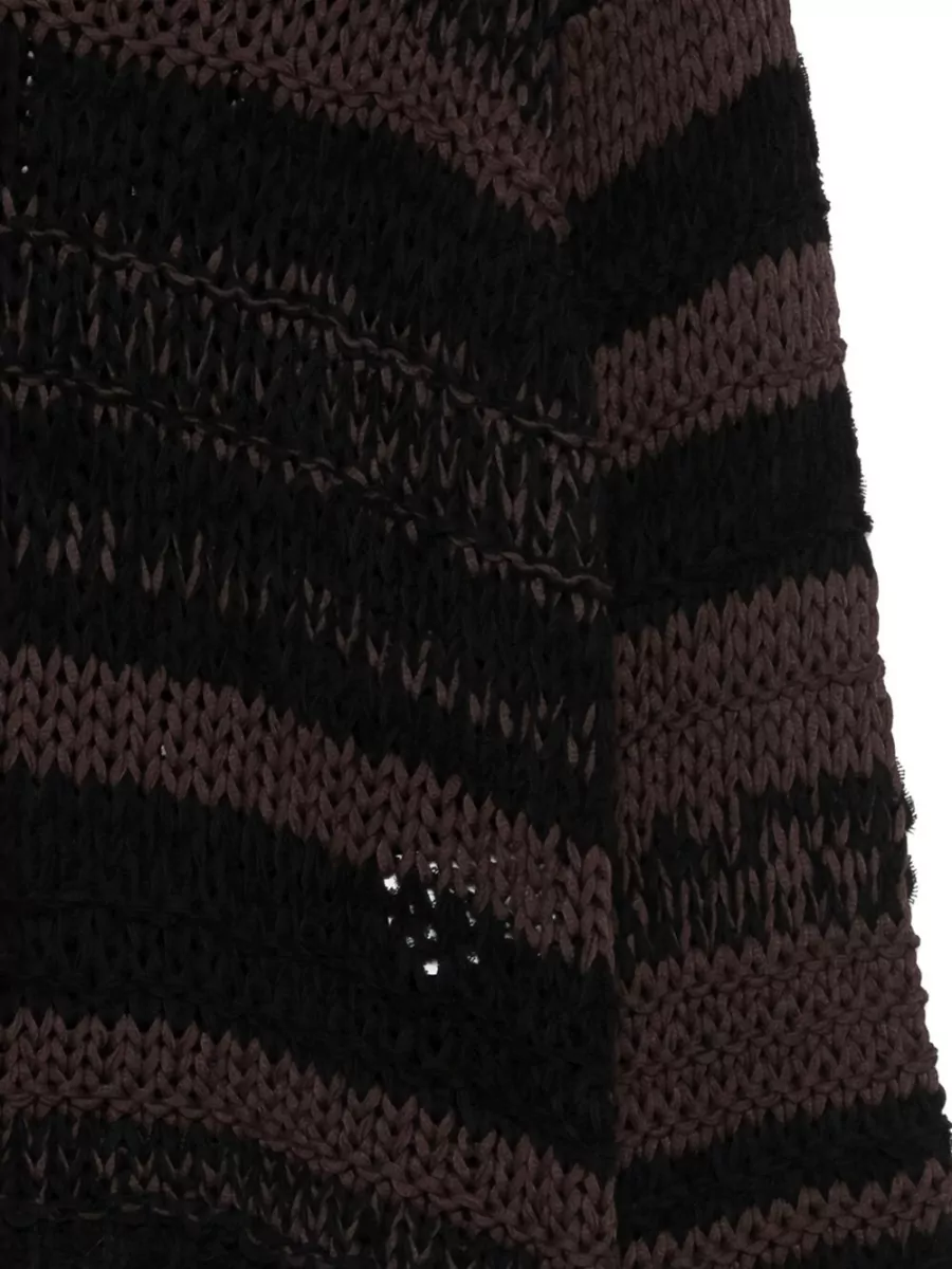 Roberto Collina Chunky-Knit V-Neck Striped Sweatshirt