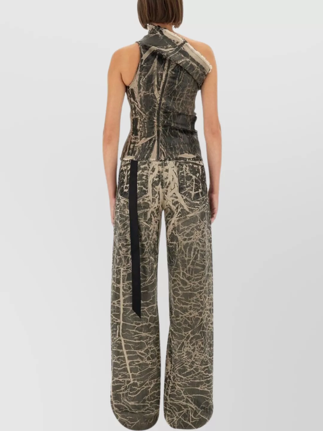 Rick Owens Drkshdw Asymmetric Abstract Pattern Sleeveless Top In Gray