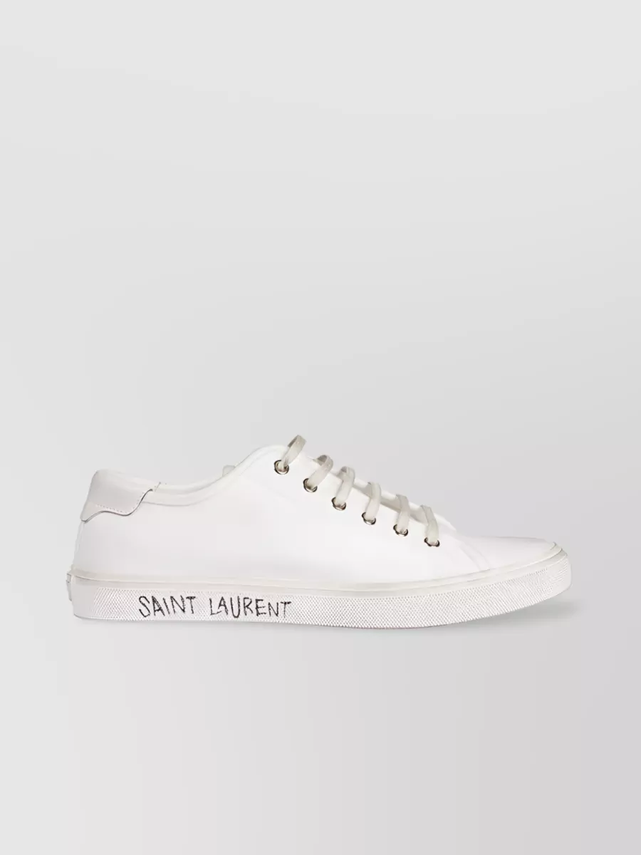 Saint Laurent Malibu Calf Leather Lace-up Sneakers In White