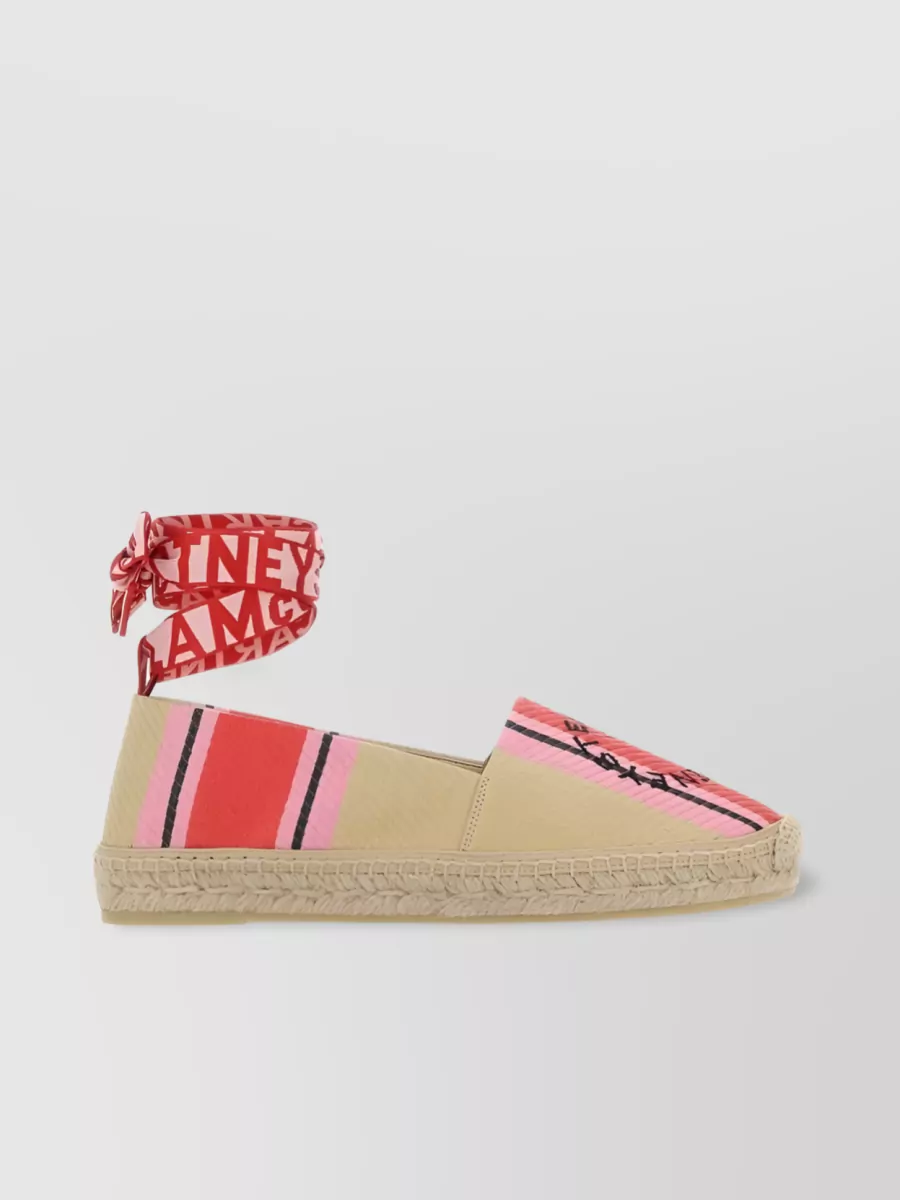 Shop Stella Mccartney Striped Edge Embroidered Sandals In Multicoloured