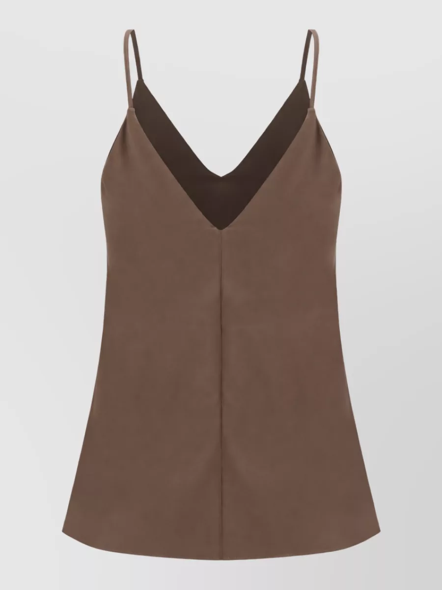 Brunello Cucinelli Silk V-Neck Sleeveless Top