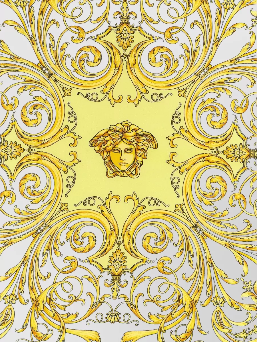 Versace Baroque Pattern Scarf Multicolor Rolled Edges