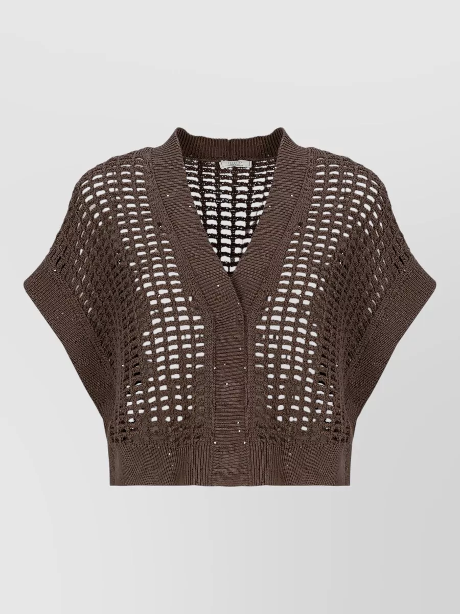 Peserico Sleeveless V-Neck Cotton Knitted Top