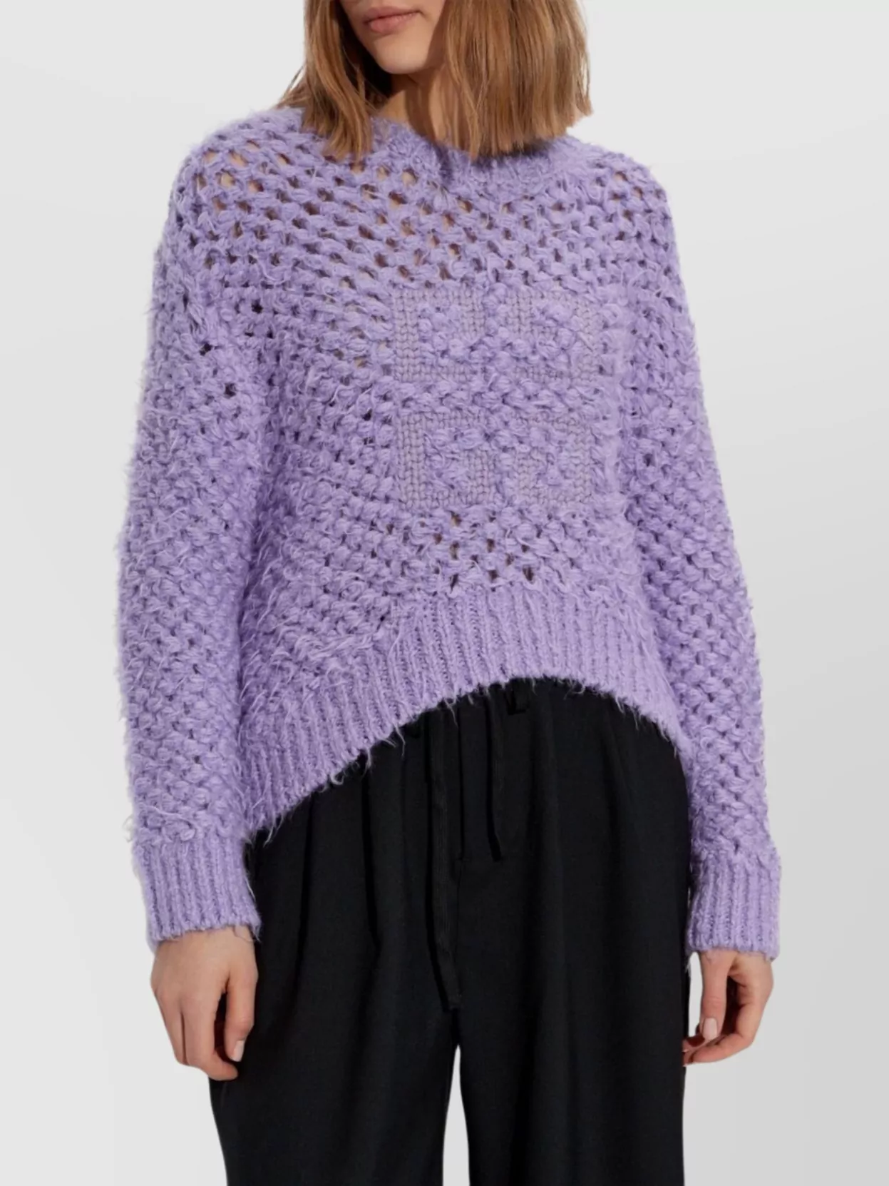Givenchy Asymmetric Chunky Knit High-low Crewneck