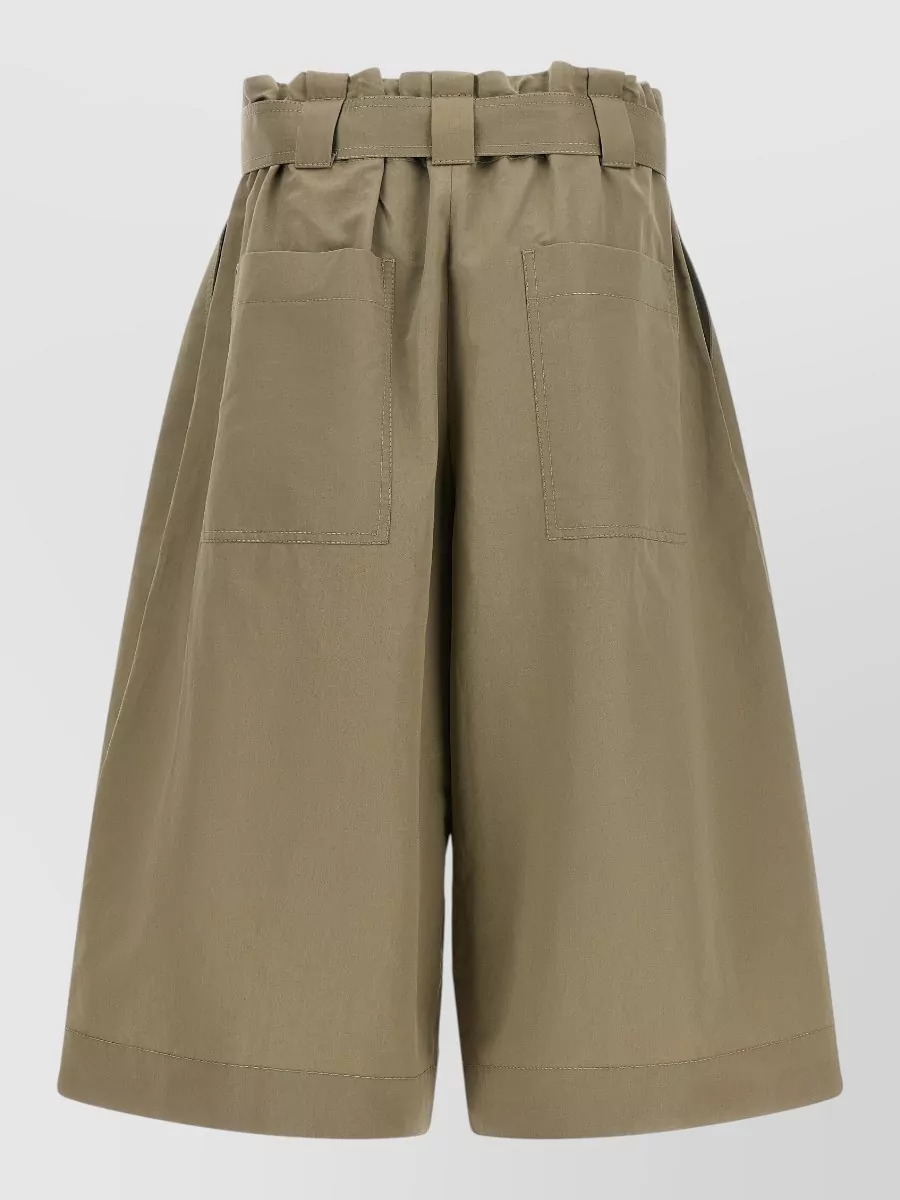 Brunello Cucinelli High-Rise Wide-Leg Belted Knee-Length Shorts