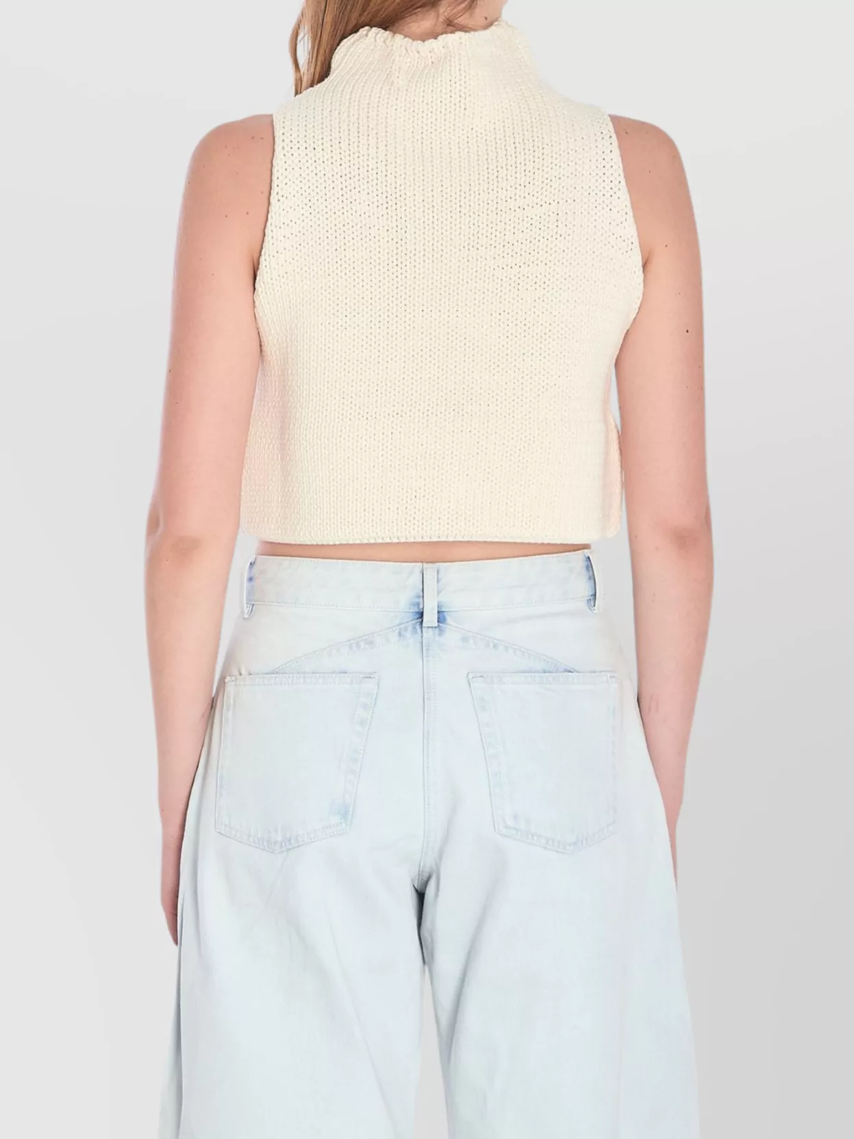 Alaïa Folded Hem Chunky Sleeveless Top In Neutral