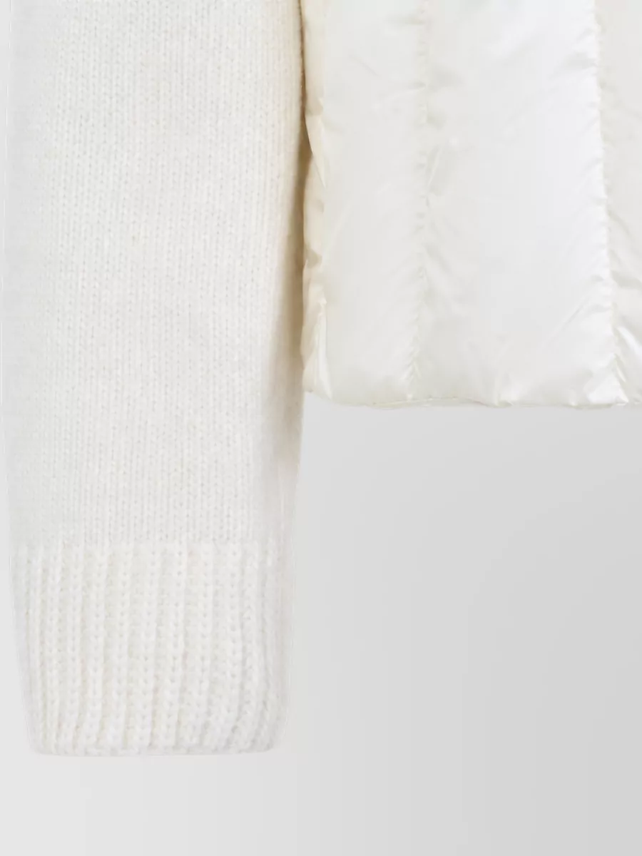 Moncler Wool Cashmere Quilted Zip Up Cardigan Jacket