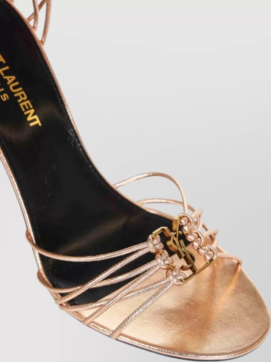 Saint Laurent Laminated Leather Strappy Sandals