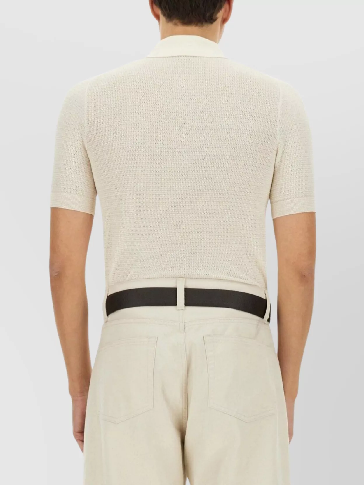 Tom Ford Ribbed Collar Polo Shirt In Cotton And Silk