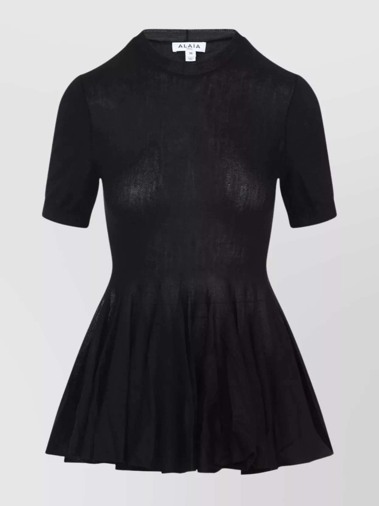 Alaïa Womens Noir Alaia Short-sleeve Peplum Wool Top In Black