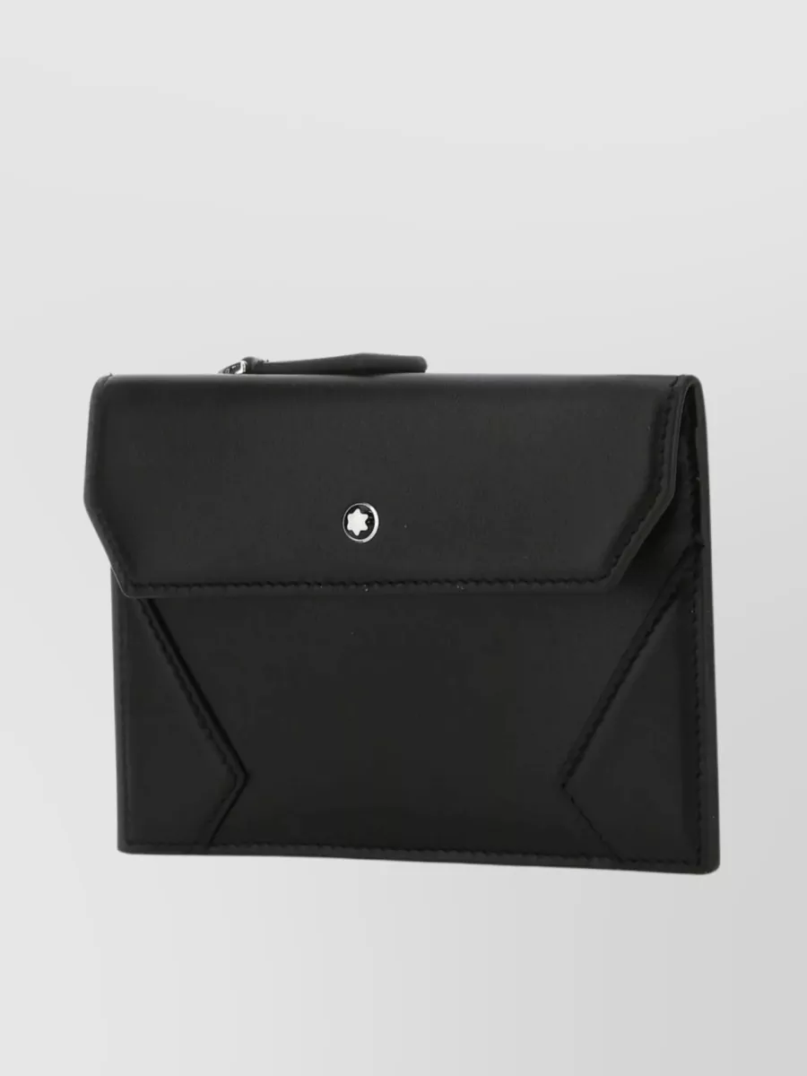 Shop Montblanc Compact Leather Coin Pouch With Back Zip Pocket In Black