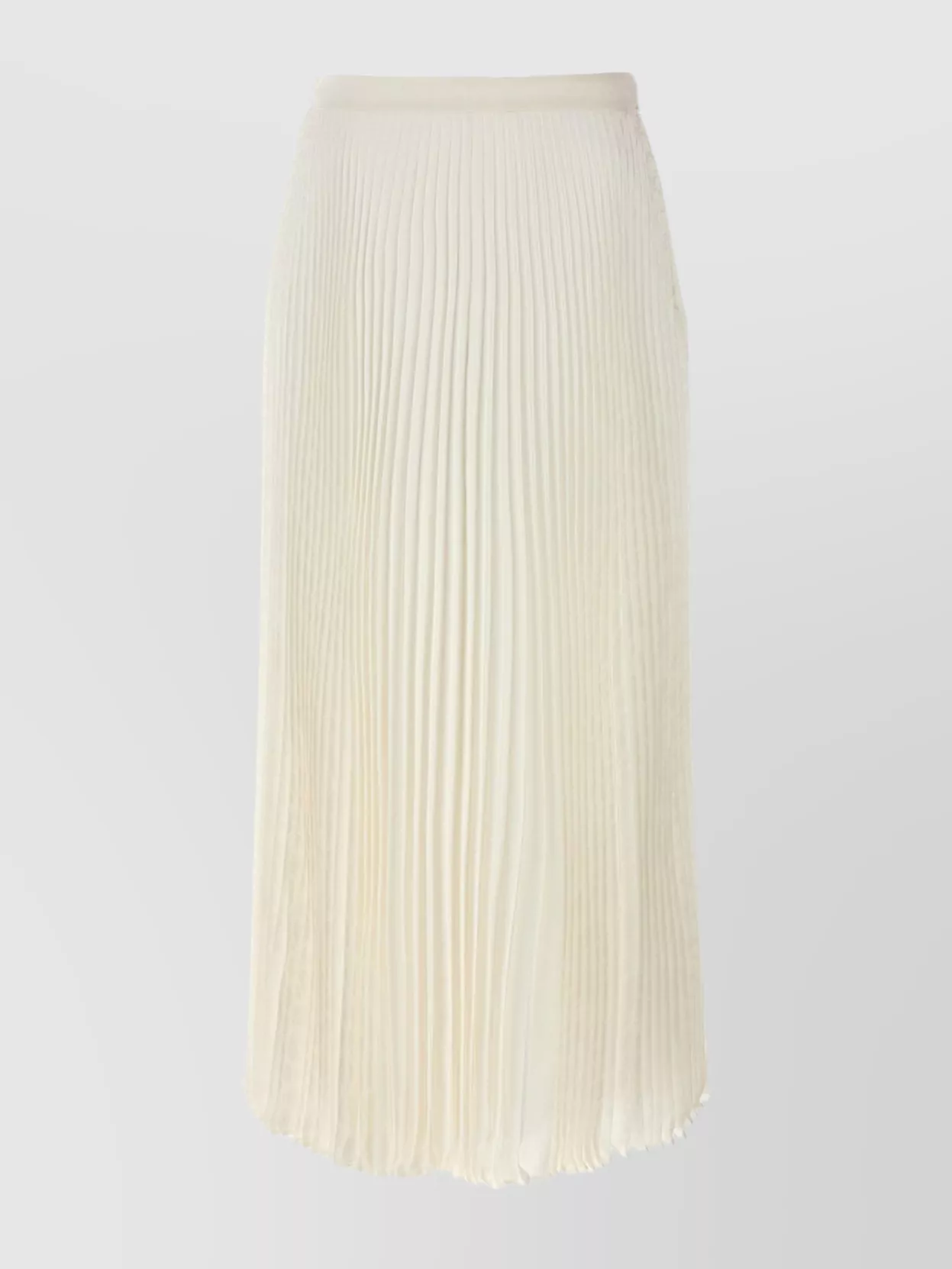 Valentino Pleated High Waist Midi Skirt In Lightweight Fabric In White