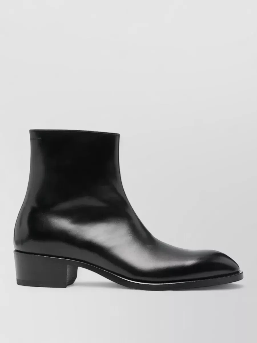 Tom Ford Leather Chelsea Ankle Boots Block Heel