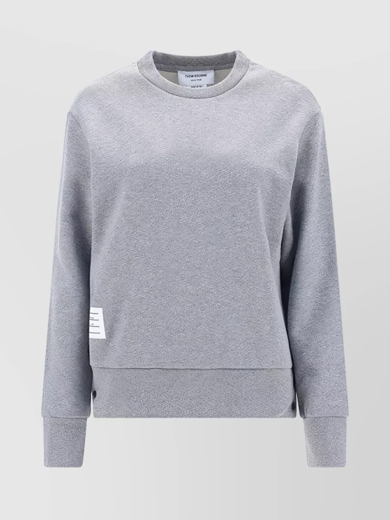 【THOM BROWNE】Logo Detail Bermuda Sweatshirt/全国送料込み Thom Browne Crew neck cotton sweatshirt with stripe detail