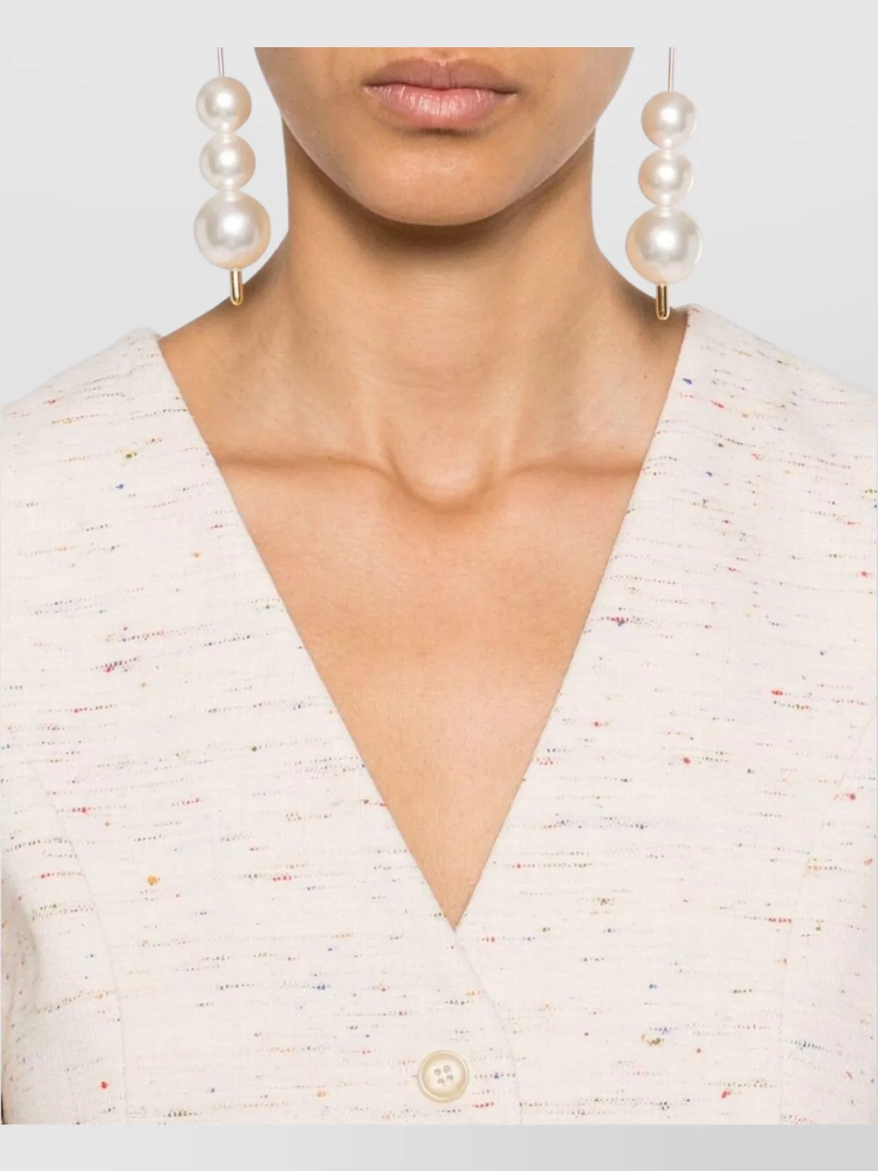 Msgm Short Sleeveless Textured V-Neck Jacket