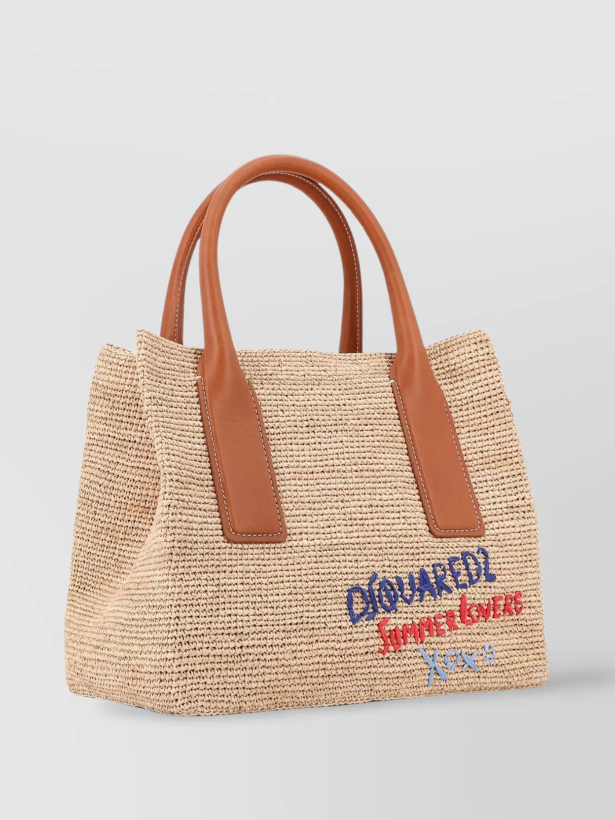 Dsquared2 Summer Lovers Rafia And Leather Tote Bag