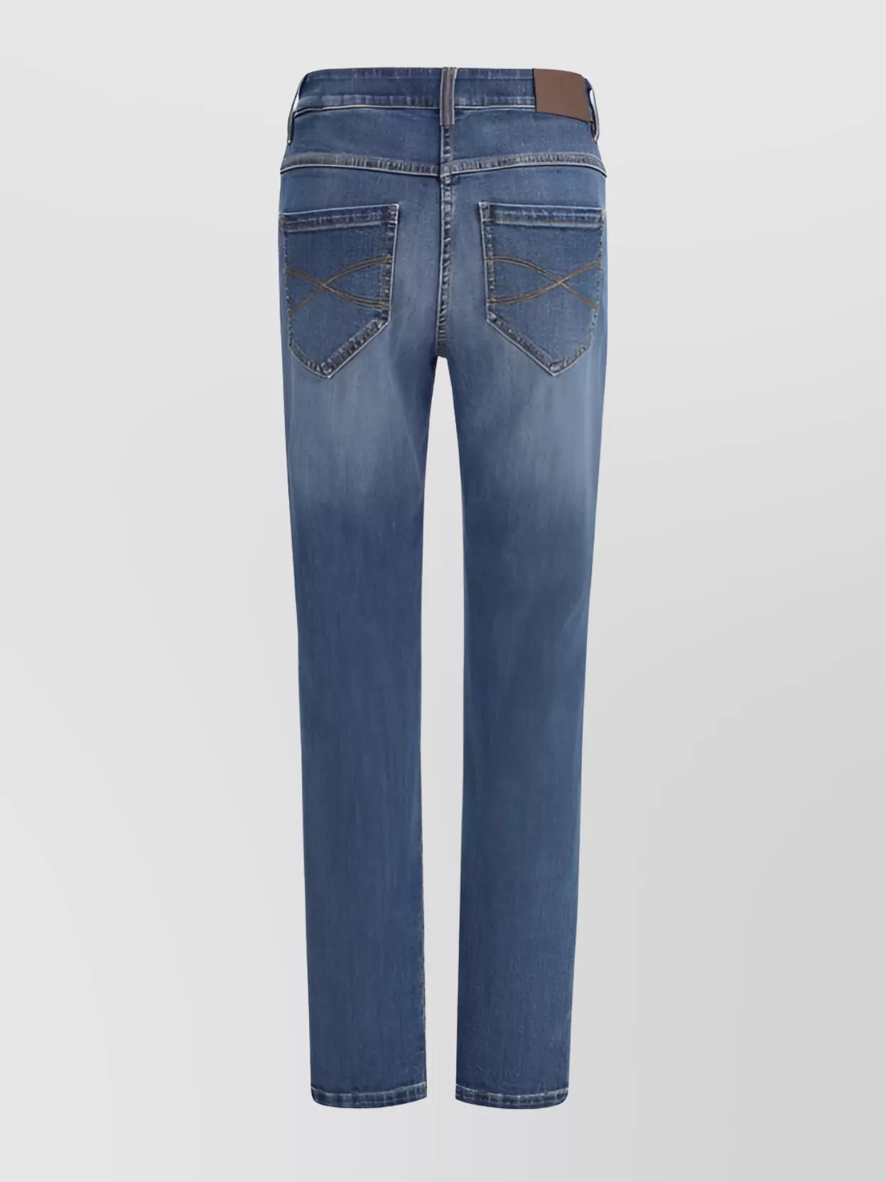 Brunello Cucinelli Embellished Skinny Cotton Jeans With Contrast Stitching In Blue