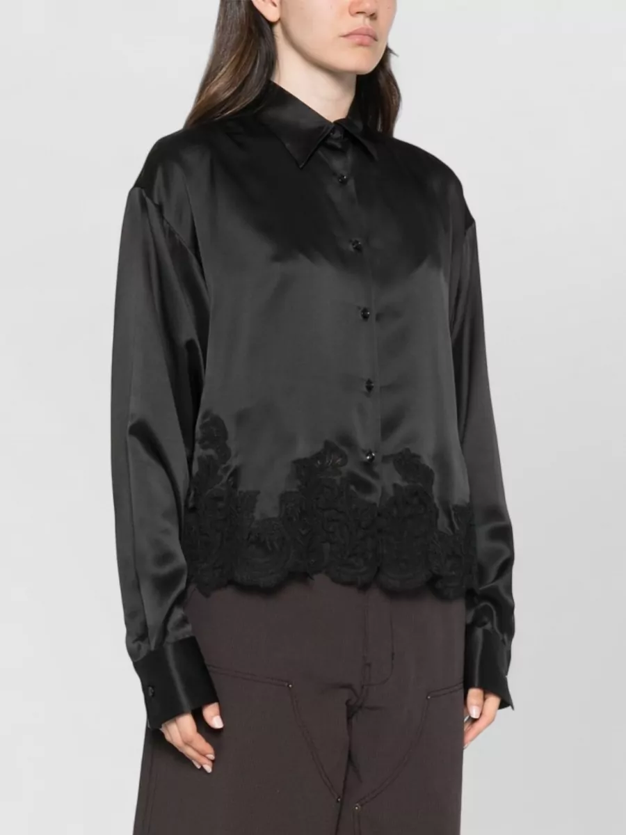 Ermanno Scervino Silk Lace Trim Long-Sleeve Shirt