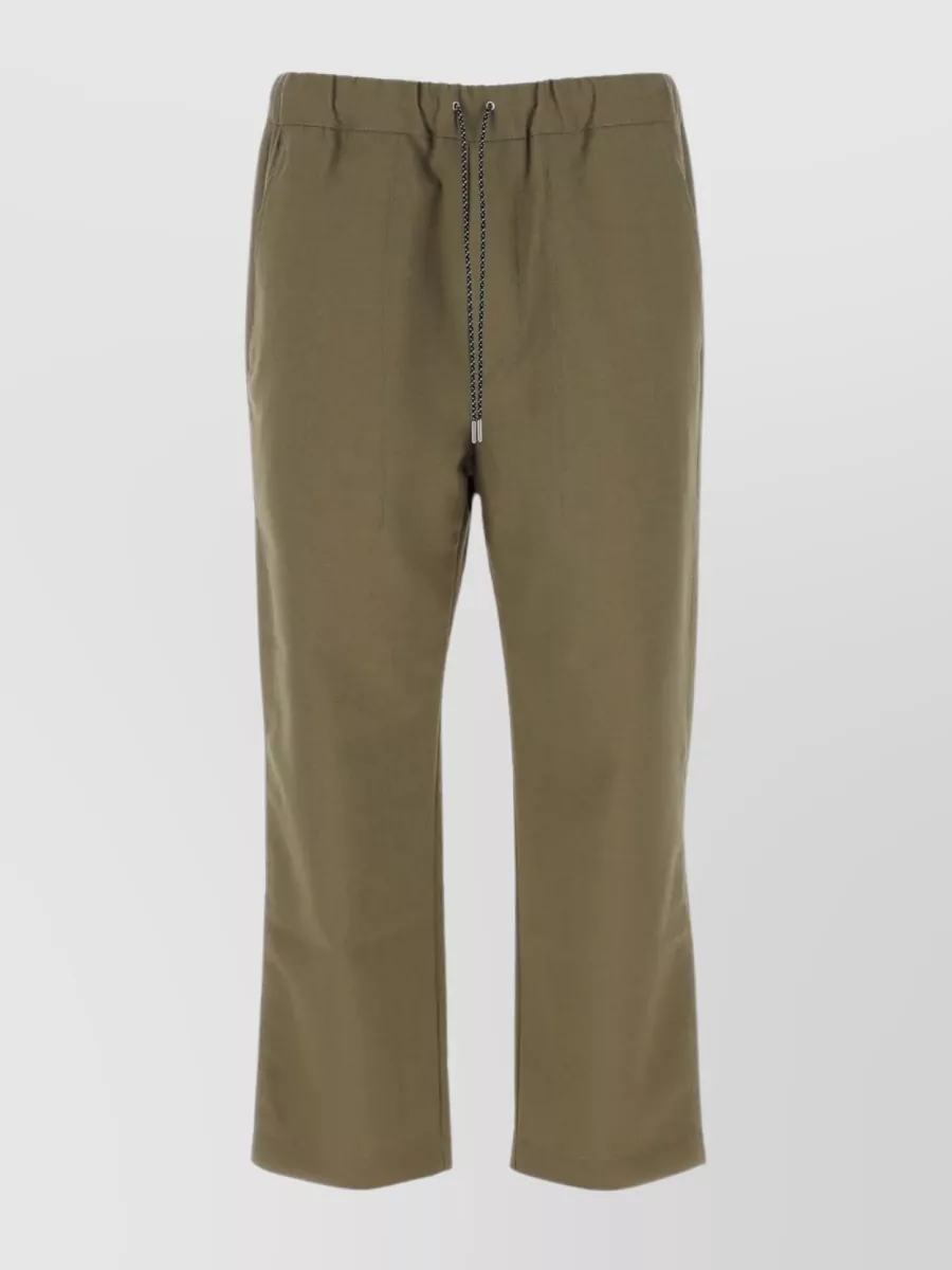 Shop Oamc Wool Pant With Elastic Waist And Straight Leg In Khaki