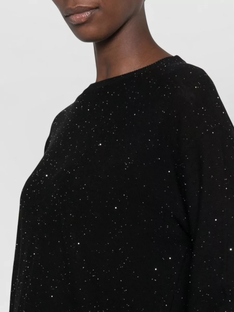 Fabiana Filippi Wool Sequin-Embellished Ribbed-Cuff Crew-Neck Sweater