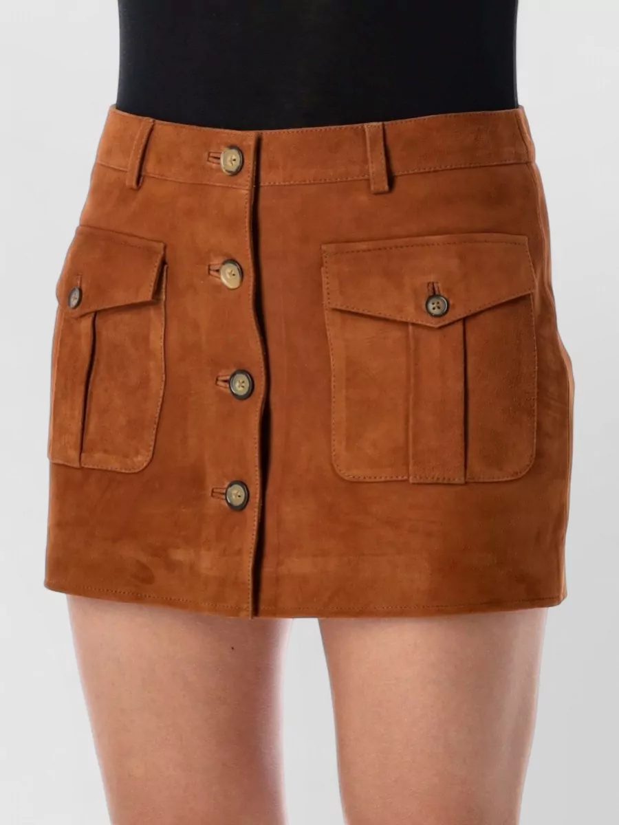 The Garment Suede Buttoned Mini Skirt